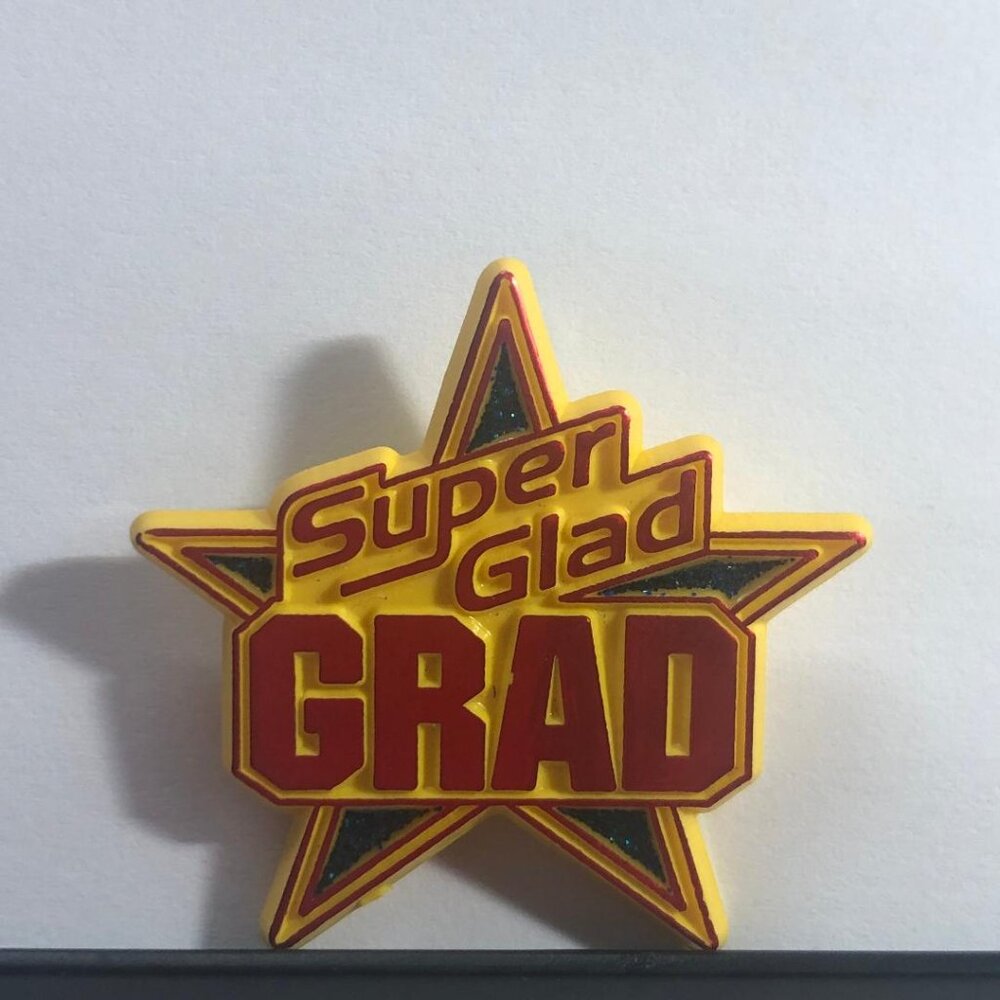 Vintage Hallmark Lapel Pin Graduation Super Glad Grad High School College 1983